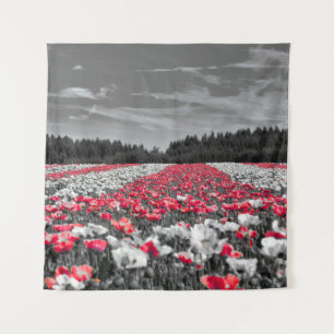 Bloemenveld minimalistische selectieve kleurenfoto wandkleed