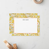 Bloemenveld NAAM Geel Sinaasappel Natuurlijke Scho Notitiekaartje (Voorkant / Achterkant in situ)