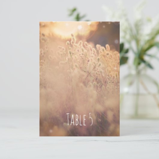 Bloemenveld Rustieke Landelijke Trouwtafel Nummer Kaart (Staand voorkant)