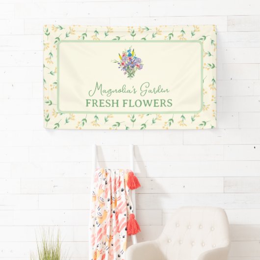 Bloemenverkoper op de Boerenmarkt Aangepast Spandoek (Insitu)