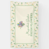 Bloemenverkoper op de Boerenmarkt Aangepast Spandoek (Verticaal)