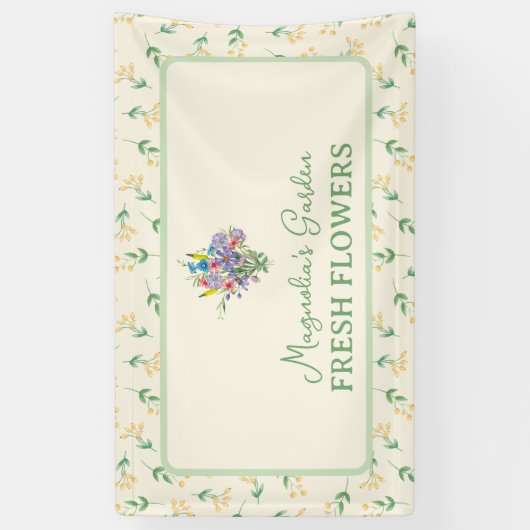 Bloemenverkoper op de Boerenmarkt Aangepast Spandoek (Verticaal)