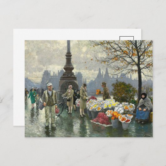 Bloemenverkopers | Paul Fischer Briefkaart (Voorkant / Achterkant)