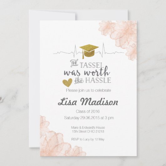 Bloemenverpleegster afstuderen Uitnodiging (Voorkant)