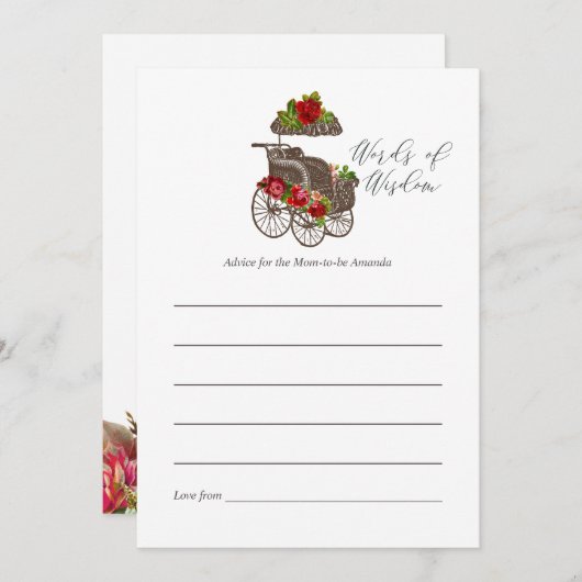 bloemenvervoer Baby shower mam advies (Voorkant / Achterkant)