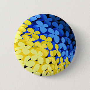 Bloemenvlag van Oekraïne Ronde Button 5,7 Cm