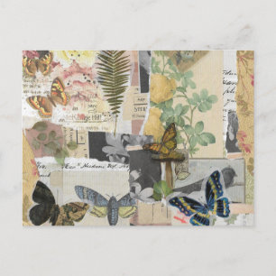 Bloemenvlinder Ephemera Decoupage Briefkaart