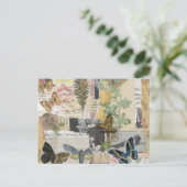 Bloemenvlinder  Ephemera Decoupage Briefkaart (Staand voorkant)