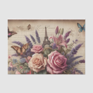 Bloemenvlinders Eiffeltoren decoupage Tissuepapier