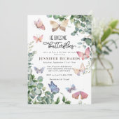 Bloemenvlinders | Eucalyptus-Vrijgezellenfeest Kaart (Staand voorkant)