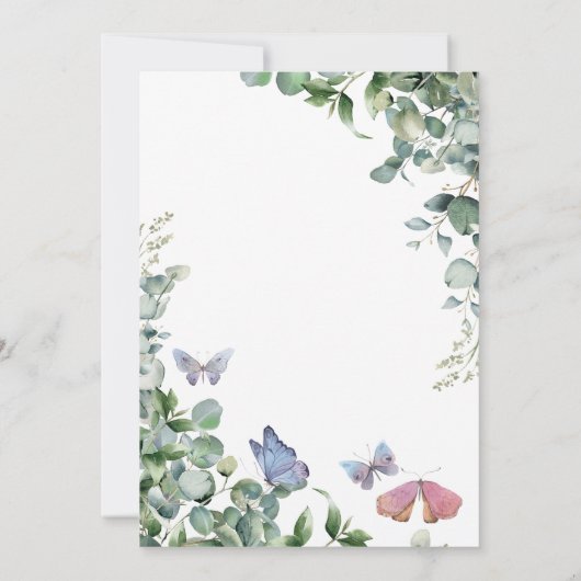 Bloemenvlinders | Eucalyptus-Vrijgezellenfeest Kaart (Achterkant)