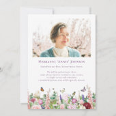 Bloemenvlinders Memorial Viering van het leven Kaart (Achterkant)