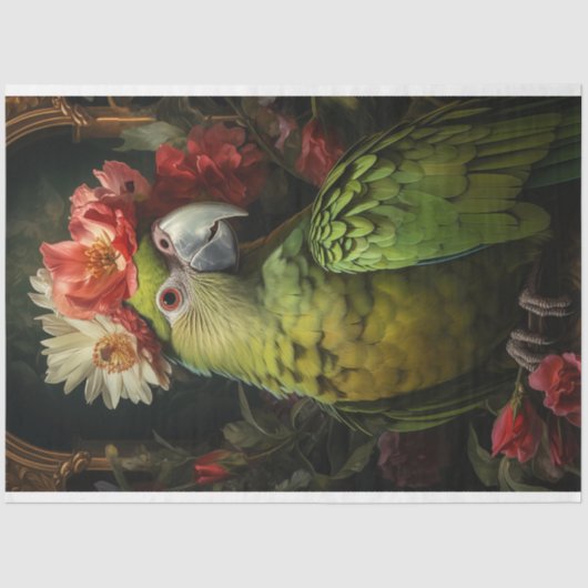  Bloemenvogelpapegaai Queen Decoupage Tissuepapier (Voorkant)