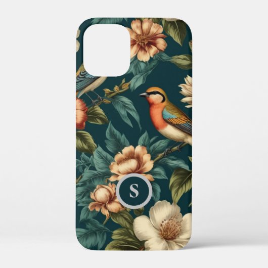 bloemenvogels monogram iPhone / iPad hoesje (Achterkant)
