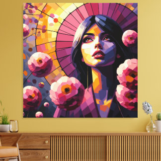 Bloemenvrouw Canvasprint Canvas Afdruk