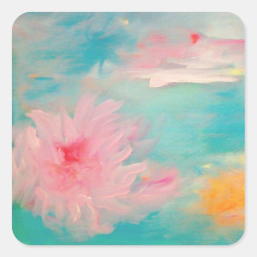 bloemenwater vierkante sticker (Voorkant)