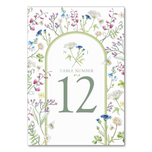 Bloemenweide bloemschildering watercolor trouwfees kaart (Voorkant)