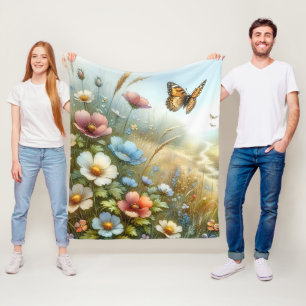 Bloemenweide Vlindertuin Fleece Deken