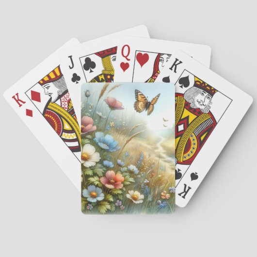 Bloemenweide Vlindertuin Pokerkaarten (Achterkant)