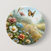 Bloemenweide Vlindertuin Ronde Button 7,6 Cm (Voorkant)