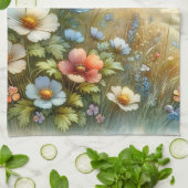 Bloemenweide Vlindertuin Theedoek (Gevouwen)