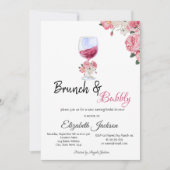 Bloemenwijn GlasS Brunch & Bubbly Vrijgezellenfees Kaart (Voorkant)