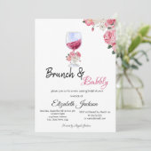 Bloemenwijn GlasS Brunch & Bubbly Vrijgezellenfees Kaart (Staand voorkant)