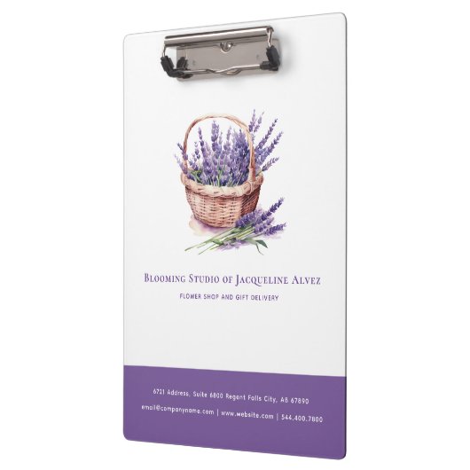 Bloemenwinkel Lavendel Gepersonaliseerd Elegant Klembord (Links)