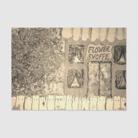 Bloemenwinkel sepia tissuepapier (Voorkant)