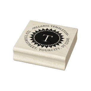 Bloemenzonnebloem Naam Adres 1 Initiele Ronde Rubb Rubberstempel
