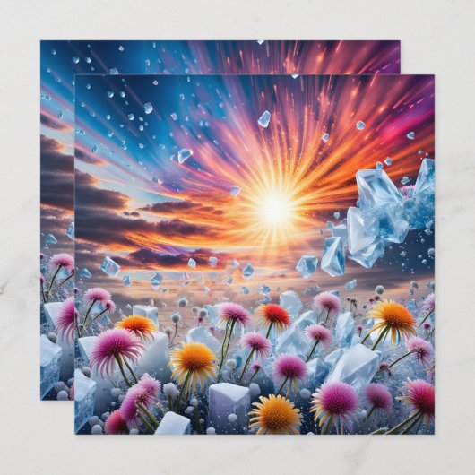 bloemenzonsondergang feestdagenkaart (Voorkant / Achterkant)