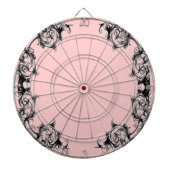 BLOEMENZWART EN ROZE DAMASK DARTBORD (Voorkant)