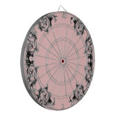 BLOEMENZWART EN ROZE DAMASK DARTBORD (Voorkant Links)