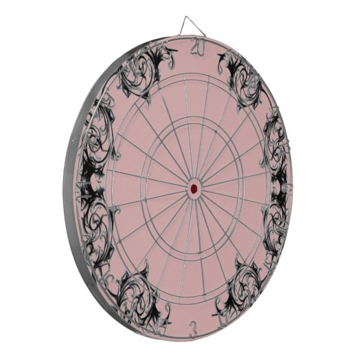  BLOEMENZWART EN ROZE DAMASK DARTBORD (Voorkant Links)