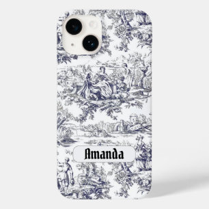  bloemenzwart toile de jouy monogram Case-Mate iPhone 14 hoesje