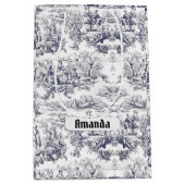 bloemenzwart toile de jouy monogram medium cadeauzakje (Voorkant)