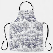 bloemenzwart toile de jouy monogram schort (Voorkant)