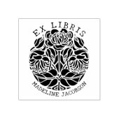 bloemetje, ex libris boek 	rubberstempel (Afrduk)
