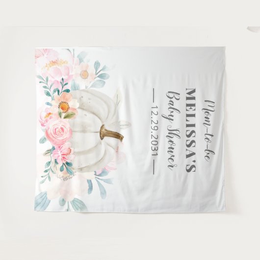 Bloemetjes Baby Borrel Roze Rozen Pompoen Mama in Wandkleed (Voorkant (horizontaal))