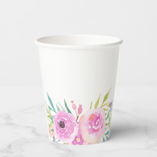 Bloemetjes Baby Shower Viering Vierkant Papieren Bekers (Achterkant)