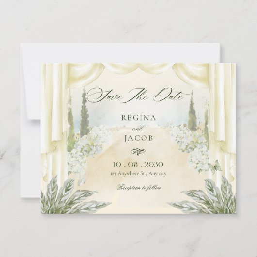 Bloemetuin bruiloft save the date (Voorkant)