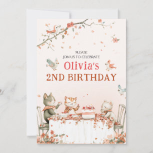 Bloemfeest met katten gevouwen uitnodiging