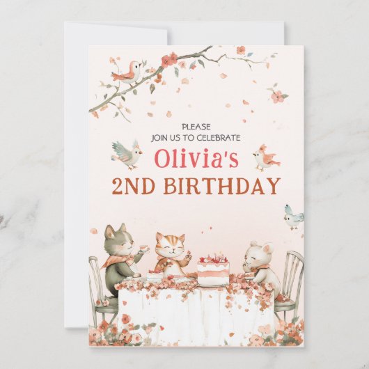 Bloemfeest met katten uitnodiging (Voorkant)