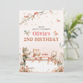 Bloemfeest met katten uitnodiging (Staand voorkant)