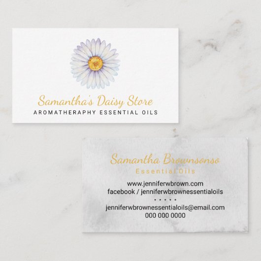 Bloemgeel Daisy waterverf aromatherapie Visitekaartje (Voorkant / Achterkant)