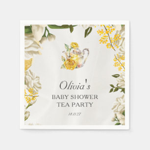 Bloemgeel Groene Thee Party Baby shower Papier Servet