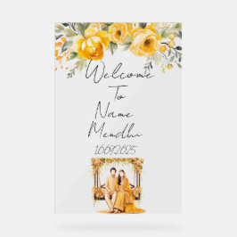 Bloemgeel Mendhi-teken Acryl Bord