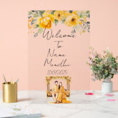 Bloemgeel Mendhi-teken Acryl Bord (Huwelijk)