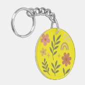 Bloemgeel Ronde Sleutelhanger (Voorkant Links)