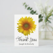 Bloemgeel Zonnebloem Dank u Bloem Huwelijk Briefkaart (Staand voorkant)